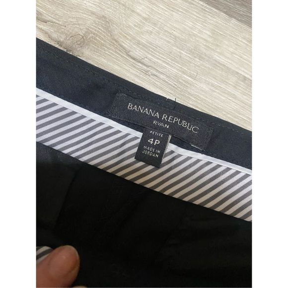 Banana Republic NWT RYAN SLIM WOOL-BLEND PANT Black Italian, Size 4p, MSRP $98 - Picture 2 of 11